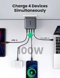 Універсальний портативний швидкий зарядний пристрій Ugreen CD226 GaN 100W 3C1A на 4 USB - мініатюра 7