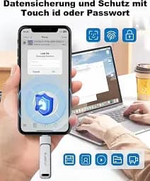 Флеш-накопичувач 3-в-1 MFi для iPhone / iPad / Android / ПК Lightning + USB + Type-C, 128 ГБ, металевий корпус - мініатюра 2