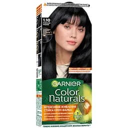 Стійка крем-фарба для волосся Garnier Color Naturals відтінок 1.10 чорне вугілля інтенсивне живлення 112 мл