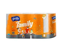 Grite Family, 4 рул., Рушники паперові Гріте Фемілі, 2-шарові, 15 м, 80 аркушів, 224х180 мм - мініатюра 3