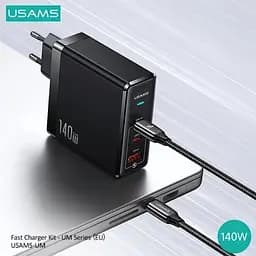 Зарядний пристрій адаптер живлення Usams T52 US-UM Fast Charger Kit GaN US-CC168 140W - мініатюра 2