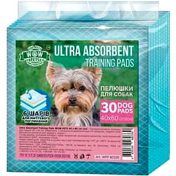 Пелюшки для собак та цуценят Wow Pets Ultra-Absorbent Training Pad 40 х 60 см 30 шт.