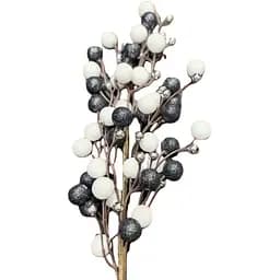 Декоративная ветка с бусинками для праздничных композиций Черно белая 63 см