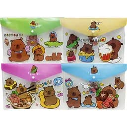 Папка-кнопка А4+ 18 мкм Капибара 23.5x33 см 4 шт. в упаковке в ассортименте