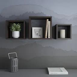 Полки на стіну Vays комплект квадратних навісних полиць із 3 шт. M-38 Венге Темний