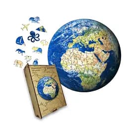 Пазл деревянный Планета Земля, А5, Картонная коробка 35 элементов