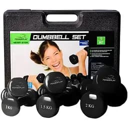 Набір гантелей PowerPlay 4121 у кейсі 9 кг чорний (15259)