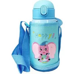 Термос-поїльник MegaZayka з силіконовою трубочкою, чашкою в чохлі з ремінцем 550 мл MGZ-0318(Blue) 