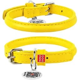 Ошейник для собак Waudog Glamour кожаный с QR паспортом, круглый, XS, Д 8 мм, Дл 20-25 см (2022408000008)