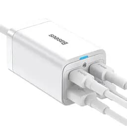 Зарядний пристрій адаптер Baseus Gan3 Pro CCGP040002 4 виходи біле - мініатюра 4
