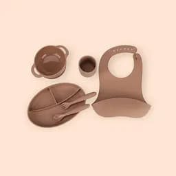 Набор силиконовой посуды для прикорма детей, 6 предметов, brown