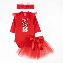 Модний новорічний комплект одягу для дівчинки Cristmas Joy зріст 74 см (6 - 9 місяців) Malena Червоний з принтом