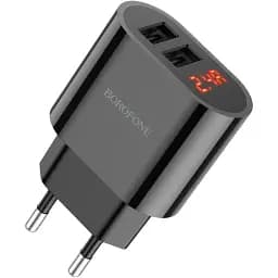 Зарядний пристрій Borofone BA63A 2 USB з дисплеєм чорний