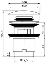 Донний клапан Frap F62-5, автомат, 1 1/4", сатин, Хром матовий - мініатюра 7