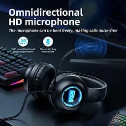 Навушники Onikuma дротові ігрові з шумоподавленням мікрофоном та LED підсвіткою Геймерська гарнітура для ПК PS5 PS4 та Xbox - мініатюра 4