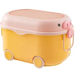 Багатофункціональний ящик для зберігання іграшок Poppet Свинка Йеллоу  на колесах великий (PP-002Y-L)