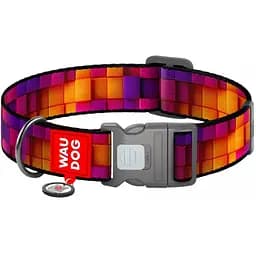 Нашийник для собак нейлоновий Waudog Nylon з QR паспортом малюнок Куби 3Д XL