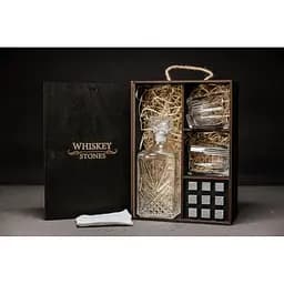 Подарунковий набір Whiskey Stones камені для віскі в дерев'яному пеналі №7 + декантер і 2 склянки Rocco Selecta + щипці + мішечок - мініатюра 2