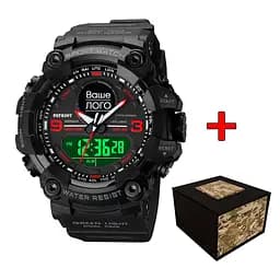 Наручные часы мужские 001RDUA Ваше лого Чорні з червоним + Коробка Patriot acs0031078