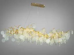 Аристократична кришталева люстра видовженої форми на 15 ламп, золото