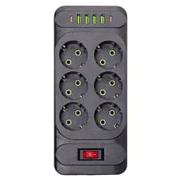 Сетевой фильтр-удлинитель Yiwu HP-5-15 EURO 133U 3 метра на 4 розетки с 3 USB черный 