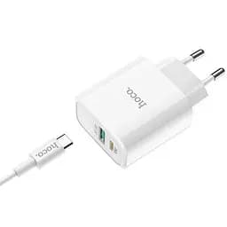 Мережевий зарядний пристрій Hoco 1USB C57A QC 3.0+ (Type-C) 3A White - мініатюра 2