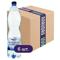 Упаковка мінеральної води Карпатська Джерельна сильногазована 9 л (1.5 л х 6 шт.)