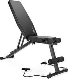 Складана регульована лава для тренувань Gymtek XL400 з еспандерами для дому - мініатюра 2
