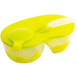 Тарелка двухсекционная с крышкой и ложкой Baby Team, 330 мл, зеленый (6003_зеленая)