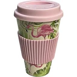 Стакан to go Becher Flamingo з бамбукового волокна 9х15см/350 мл