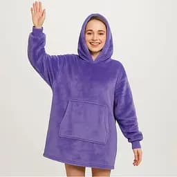 Толстовка-плед з капюшоном Huggle Hoodie Ultra Plush Blanket | Плюшева кофта | Плед із рукавами Oversize Фіолетовий