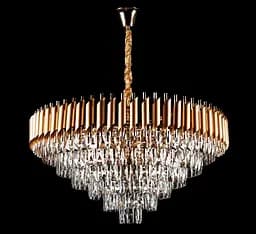 Люстра кришталева Splendid Ray L9001-800/12, 12 ламп, 90 см, золото, білий, метал, кришталь, сучасний стиль
