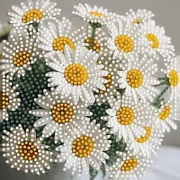 Алмазна мозаїка Strateg ПРЕМІУМ Літні ромашки на паперовій основі розміром 18х18 см (ZAV1818-6)