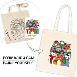 Набір екосумка-розмальовка „Коти в шапках“ бавовна 220 г/м2, 38х42см ROSA Talent [CD] - мініатюра 3