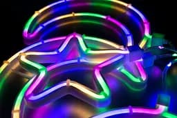 Гірлянда штора зірки та півмісяці LED гірлянда новорічна різнокольорова 3.7 м - мініатюра 7