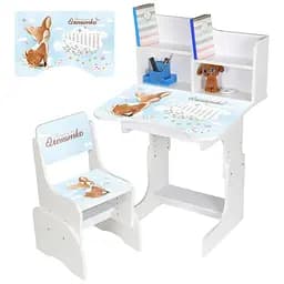Дитяча парта Bambi N 2071-16-1 Оленя з таблицею множення та стільчиком біла