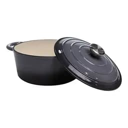 Каструля чавунна 2.5 л емальована з кришкою посуд для тушкування запікання томонія кухонна Сірий Premium Cookware HP-1-14-GREY