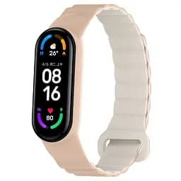 Ремешок Dual-color Magnetic для Xiaomi Mi Band 9/8/10 Beige/White