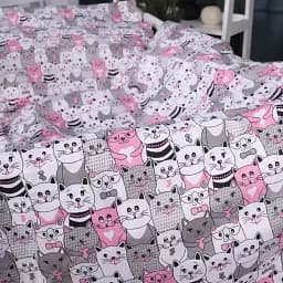 Підковдра MirSon Бязь Kids Time 17-0670 GrayPink Kitties 160х220 см Рожево-сіра (2200010182194) - мініатюра 3