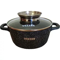 Кастрюля Vezzer с крышкой и силиконовыми накладками на ручки 16 см 1.3 л черная (VZ8010)