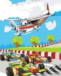 Набор для росписи по номерам Веселые гонки, Strateg, с лаком, 30x40 см, SS-6438