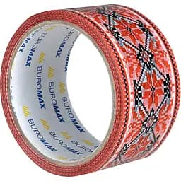 Клейка стрічка пакувальна Buromax Вишиванка 48 мм x 35 м червона (BM.7007-69)