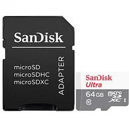 Карта памяти Sandisk 64GB microSDXC C10 UHS-I R100MB/s Ultra + SD (SDSQUNR-064G-GN3MA)