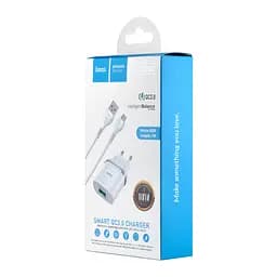 Мережевий зарядний пристрій Hoco C12Q Smart QC3.0 charger set Micro ( EU ) Білий - мініатюра 3