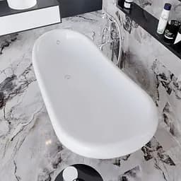 Ванна окремостояча глянцева Amidicon Symphony 167x78 чорна з литого каменю срібні ніжки SYMFONIYA_167_s_BLACK_HL, Чорний - мініатюра 3