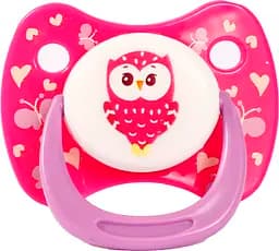 Пустушка латексна Курносики Сова, кругла, 6-12 + міс., рожевий (7217/6-12+ рож)