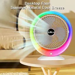 Настільний вентилятор з LED підсвічуванням, USB-заряджання / Портативний вентилятор-зволожувач повітря 3 швидкості, 1200 мАг - мініатюра 5