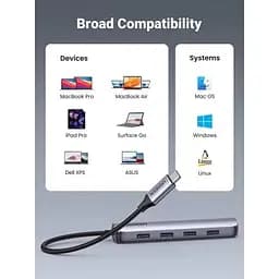 Концентратор Ugreen USB-C to 4xUSB 3.0 + HDMI CM417 gray (20197) - мініатюра 7