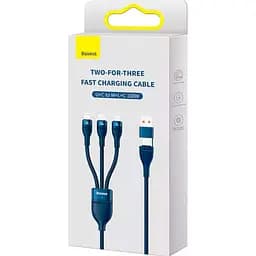 Кабель Baseus Flash Series Ⅱ 3-in-2 Cable USB+Type-C to MicroUSB+Lightning+Type-C 100W 1.2m CASS030103 Blue - мініатюра 6