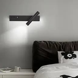 Чорне бра з поворотним спотом справа + розʼєм USB Line F Арт. WJ 028/2 L BK (лівий) 